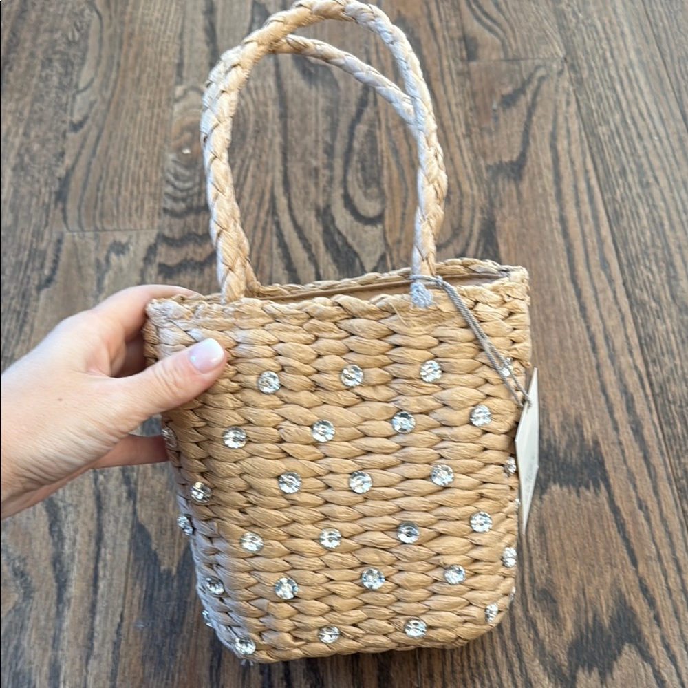 Target A New Day Stylish Tan Woven Bag with Crystal Accents
